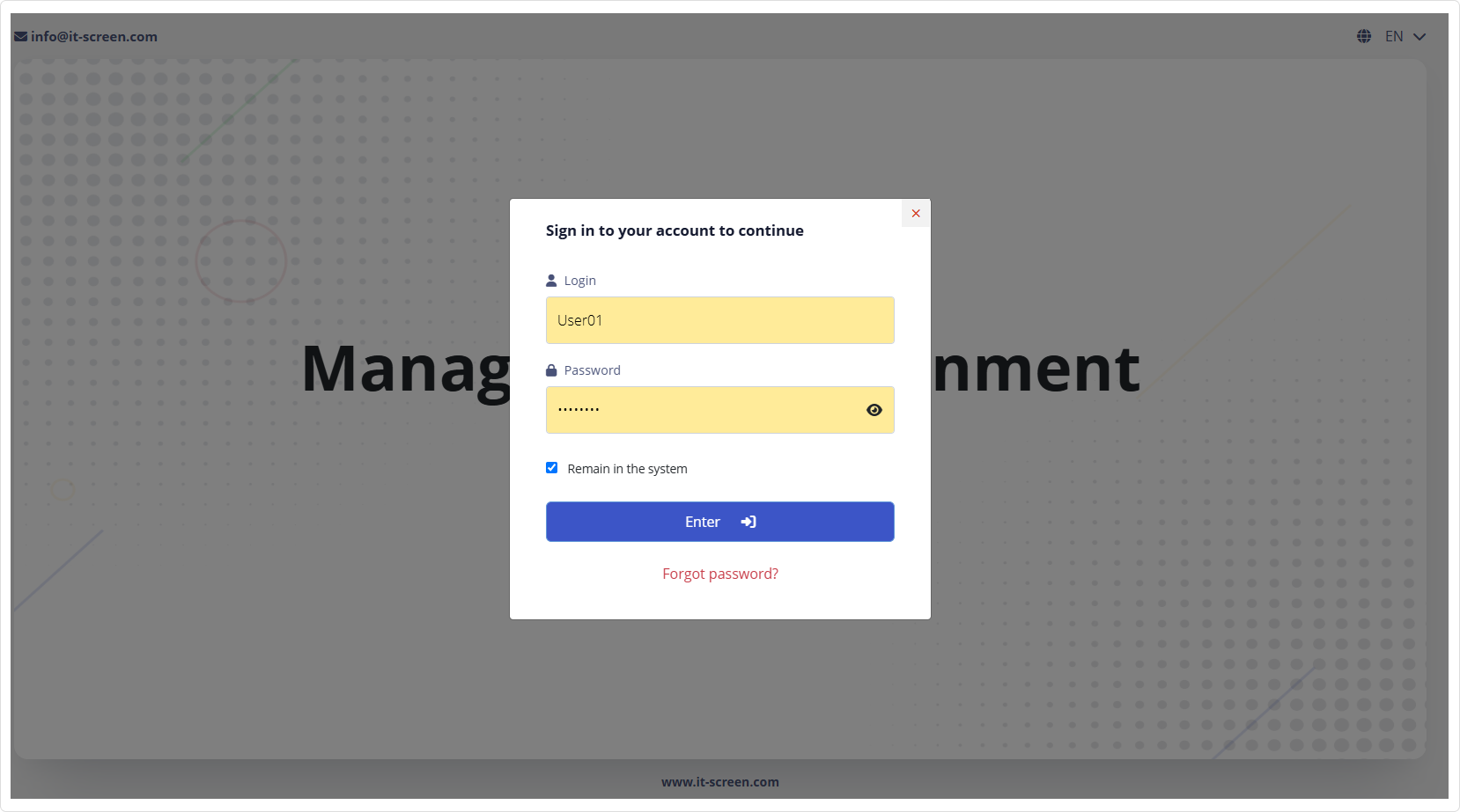 Login and Password Login and Password