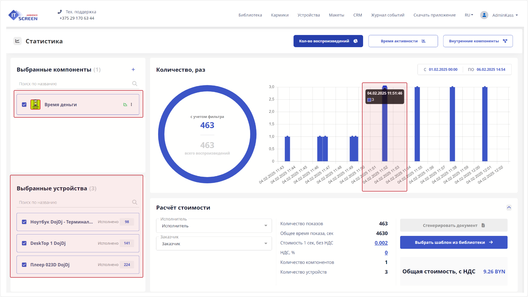 Статистика компонента Статистика компонента