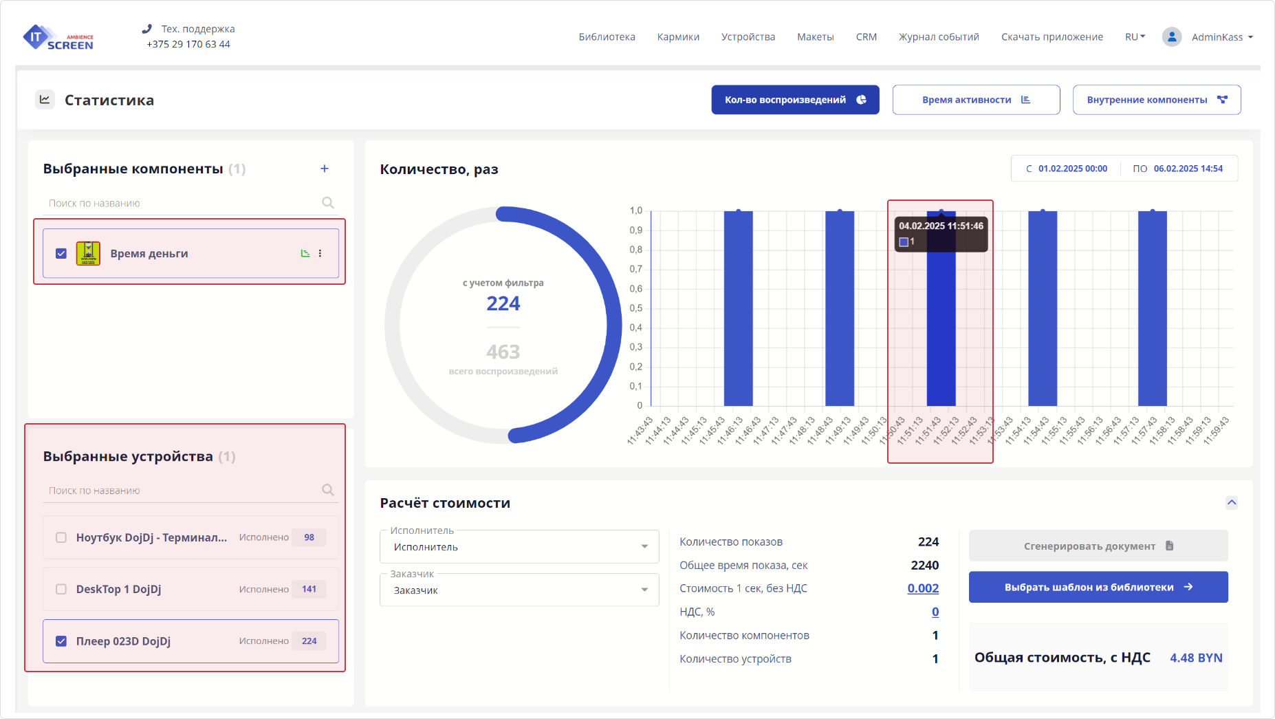 Статистика компонента Статистика компонента